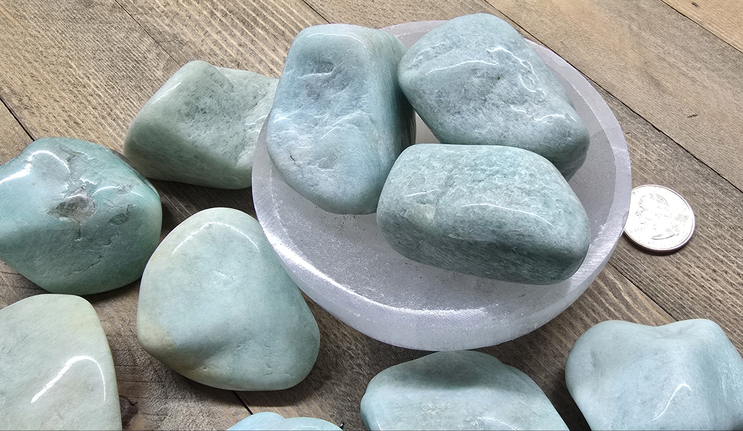 Large Tumbled Amazonite Crystal 2"–2.5" – Polished Healing Stone for Calm, Throat Chakra & Communication