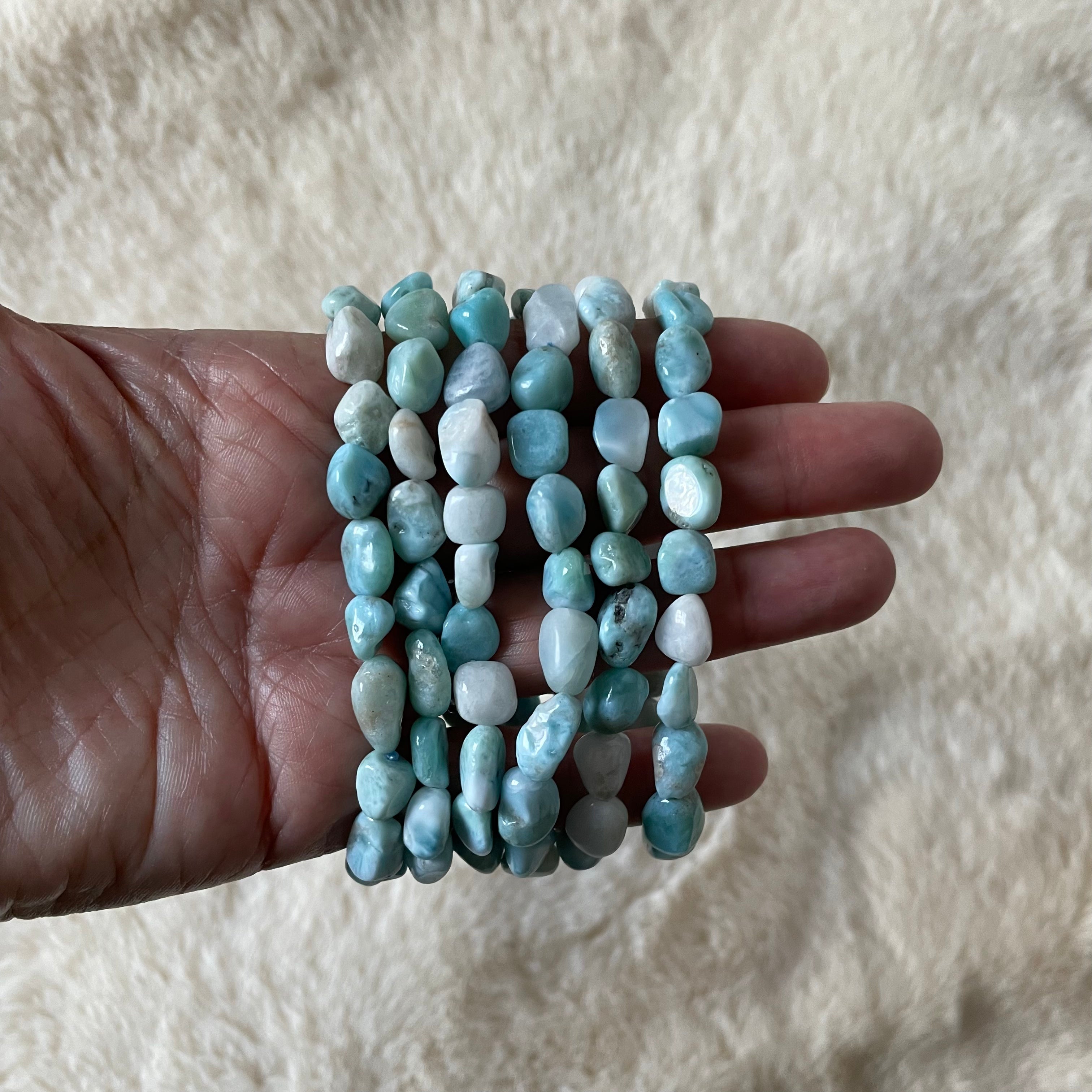 Tumbled Larimar Stretch Bracelet